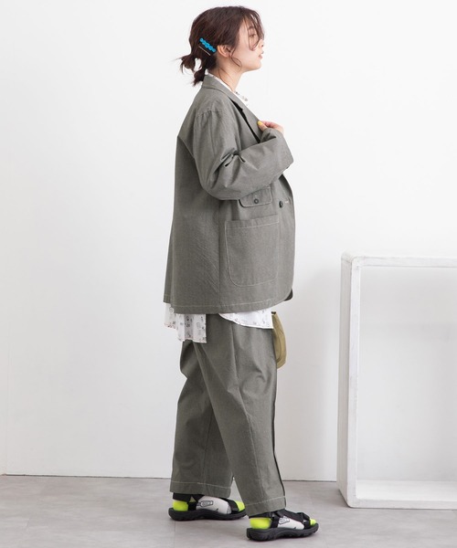 POU DOU DOU(プードゥドゥ)の「ライトウェザーテーラードジャケット(テーラードジャケット・レディース・ライトブルー/モカ/スミクロ・3)」の13枚目の写真