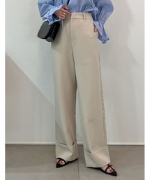 [低身長/高身長サイズ有]カットツイルハイウエストロールアップパンツ