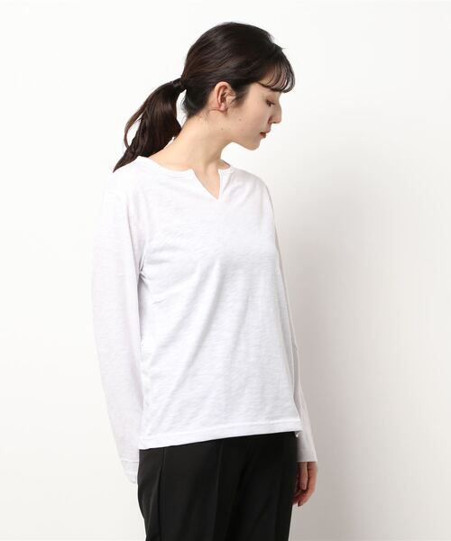 ARCHIVER(アーカイバ)の「【Bd】キーネックスラブ天竺カットソー 半袖(Tシャツ/カットソー・レディース・ホワイト/ブラック/カーキ/ネイビー/ライトピンク/グレー・X-LARGE/LARGE/MEDIUM)」の9枚目の写真