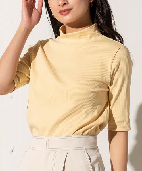 EUCLAID(エウクレイド)の「ハイネックリブカットソー(Tシャツ/カットソー・レディース・ブラック/ベージュ/オフホワイト/イエロー/ブルー・FREE)」の5枚目の写真