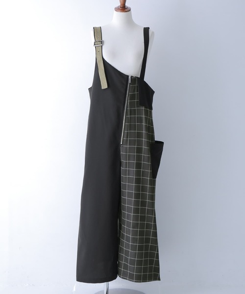 osharewalker（オシャレウォーカー）の「【廃盤】『チェック柄切替アシメサロペット』（サロペット/オーバーオール・レディース・ブラック・1/2）」の20枚目の写真