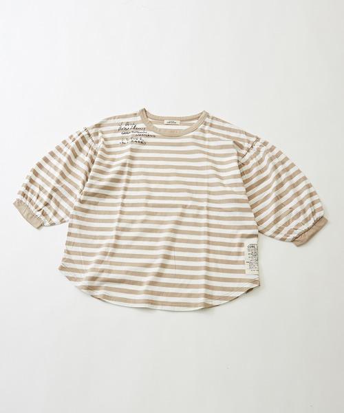 CUBE SUGAR(キューブシュガー)の「リサイクル天竺ロゴパフスリーブボーダーTシャツ(Tシャツ/カットソー・レディース・ベージュ系その他/ブラック×ホワイト/グレー×ホワイト・M)」の18枚目の写真