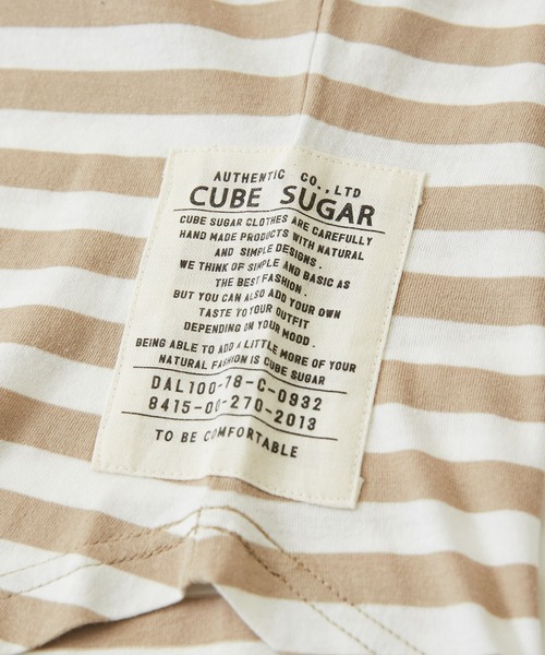 CUBE SUGAR(キューブシュガー)の「リサイクル天竺ロゴパフスリーブボーダーTシャツ(Tシャツ/カットソー・レディース・ベージュ系その他/ブラック×ホワイト/グレー×ホワイト・M)」の11枚目の写真