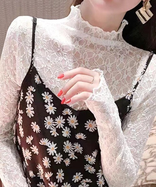 Futier land(フューティアランド)の「ソフトFITレーストップス(Tシャツ/カットソー・レディース・ホワイト/ブラック/ベージュ・FREE)」の1枚目の写真