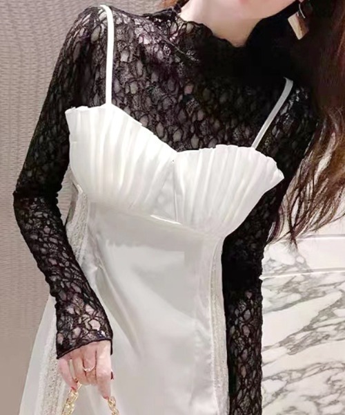 Futier land(フューティアランド)の「ソフトFITレーストップス(Tシャツ/カットソー・レディース・ホワイト/ブラック/ベージュ・FREE)」の2枚目の写真