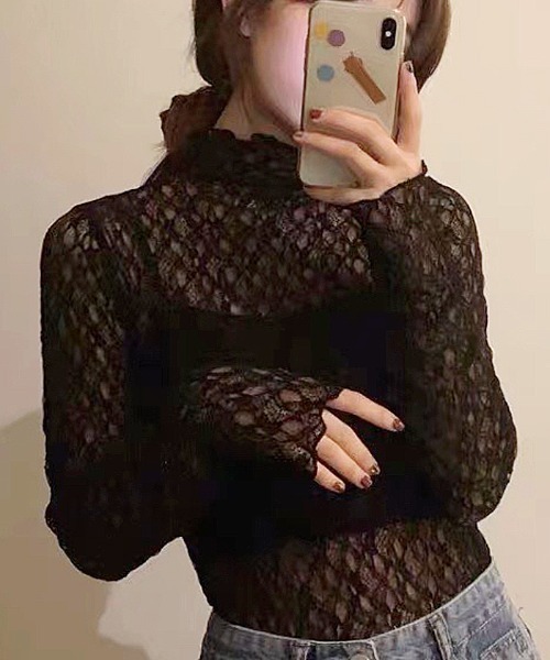 Futier land(フューティアランド)の「ソフトFITレーストップス(Tシャツ/カットソー・レディース・ホワイト/ブラック/ベージュ・FREE)」の17枚目の写真