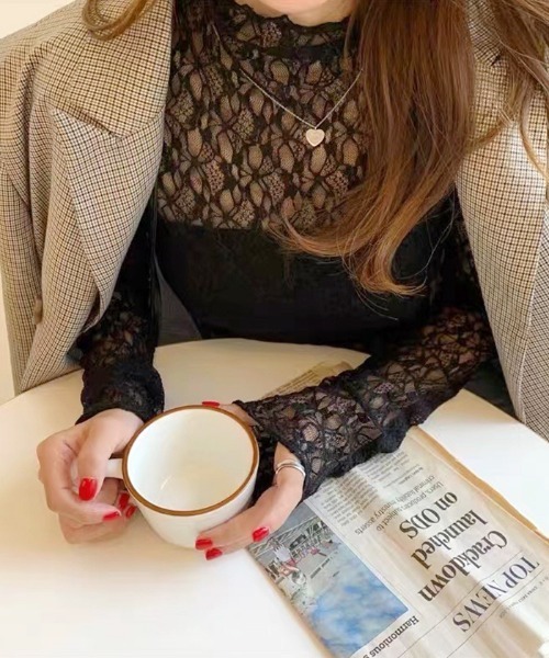 Futier land(フューティアランド)の「ソフトFITレーストップス(Tシャツ/カットソー・レディース・ホワイト/ブラック/ベージュ・FREE)」の10枚目の写真