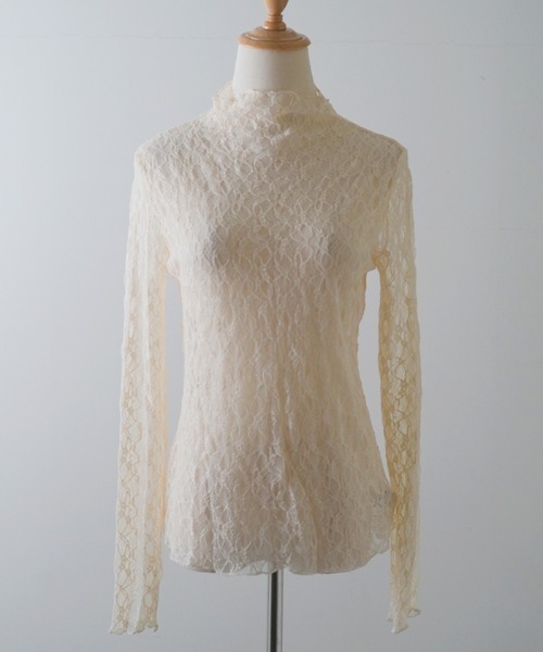 Futier land(フューティアランド)の「ソフトFITレーストップス(Tシャツ/カットソー・レディース・ホワイト/ブラック/ベージュ・FREE)」の11枚目の写真