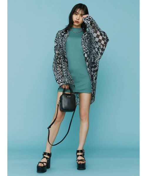 EMODA（エモダ）の「ハイネックフィットリブワンピース（ワンピース・レディース・アイボリー/グレー/ブラック/ブルー・FREE）」の12枚目の写真