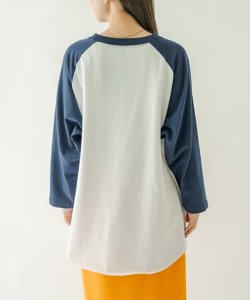 mystic（ミスティック）の「ラグランBIGロングTシャツ（Tシャツ/カットソー・レディース・チャコールグレー/ネイビー・FREE）」の11枚目の写真