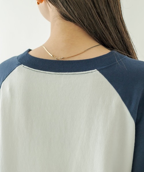 mystic（ミスティック）の「ラグランBIGロングTシャツ（Tシャツ/カットソー・レディース・チャコールグレー/ネイビー・FREE）」の13枚目の写真