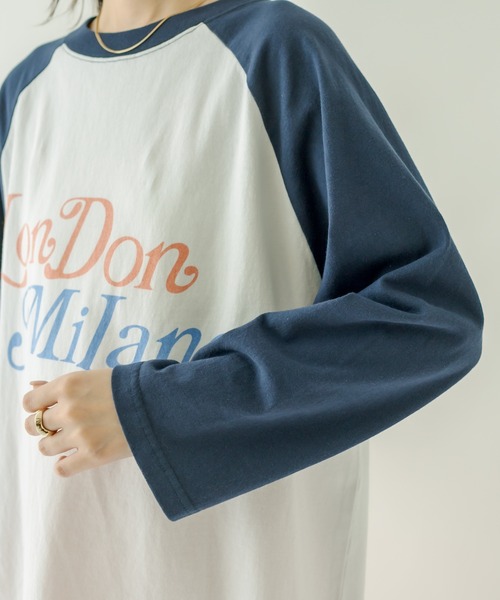 mystic（ミスティック）の「ラグランBIGロングTシャツ（Tシャツ/カットソー・レディース・チャコールグレー/ネイビー・FREE）」の14枚目の写真