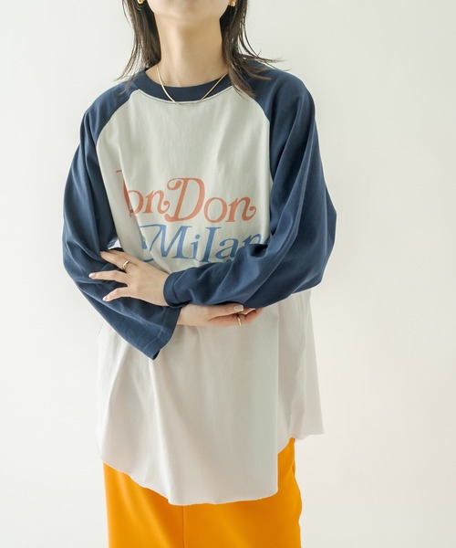 mystic（ミスティック）の「ラグランBIGロングTシャツ（Tシャツ/カットソー・レディース・チャコールグレー/ネイビー・FREE）」の3枚目の写真