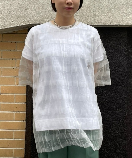 NAKAGAMI(ナカガミ)の「NAKAGAMI(ナカガミ) KNIT T-SHIRT/ニットTシャツ/N0722S0015(Tシャツ/カットソー・レディース・ホワイト/イエロー・FREE)」の2枚目の写真