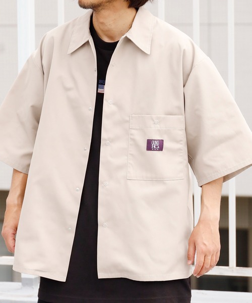 GUNG HO(ガンホー)の「GUNG HO/ガンホー SNAP WORKERS SHIRTS 半袖ワークシャツ(シャツ/ブラウス・メンズ・チャコールグレー/ブラック/オレンジ/ネイビー/ホワイト/ベージュ・M/L)」の1枚目の写真