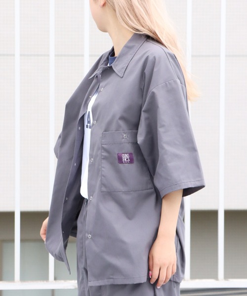 GUNG HO(ガンホー)の「GUNG HO/ガンホー SNAP WORKERS SHIRTS 半袖ワークシャツ(シャツ/ブラウス・メンズ・チャコールグレー/ブラック/オレンジ/ネイビー/ホワイト/ベージュ・M/L)」の4枚目の写真