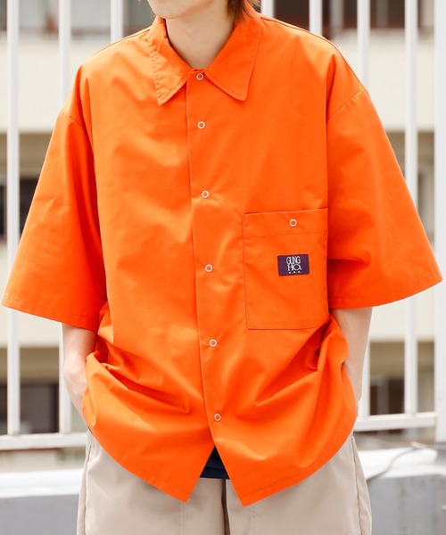 GUNG HO(ガンホー)の「GUNG HO/ガンホー SNAP WORKERS SHIRTS 半袖ワークシャツ(シャツ/ブラウス・メンズ・チャコールグレー/ブラック/オレンジ/ネイビー/ホワイト/ベージュ・M/L)」の6枚目の写真