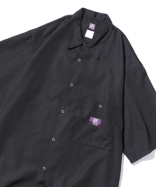 GUNG HO(ガンホー)の「GUNG HO/ガンホー SNAP WORKERS SHIRTS 半袖ワークシャツ(シャツ/ブラウス・メンズ・チャコールグレー/ブラック/オレンジ/ネイビー/ホワイト/ベージュ・M/L)」の3枚目の写真