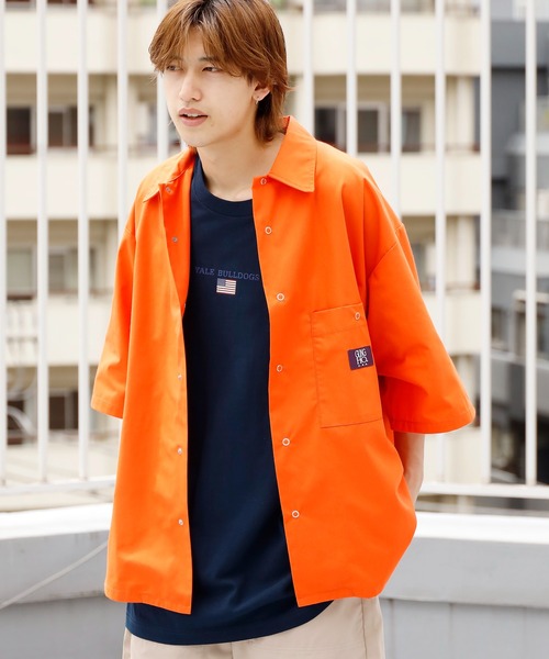 GUNG HO(ガンホー)の「GUNG HO/ガンホー SNAP WORKERS SHIRTS 半袖ワークシャツ(シャツ/ブラウス・メンズ・チャコールグレー/ブラック/オレンジ/ネイビー/ホワイト/ベージュ・M/L)」の8枚目の写真