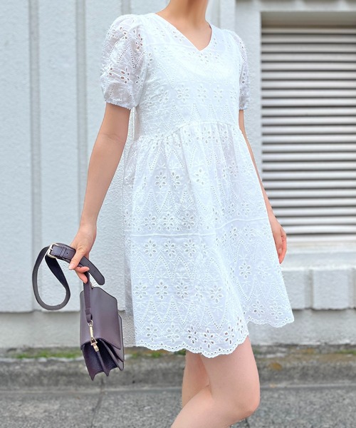 Jewelobe（ジュエローブ）の「コットンレースミニワンピース