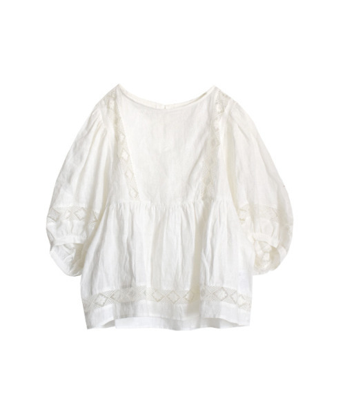 zootie（ズーティー）の「レース切替 バルーンスリーブ リネンブラウス（シャツ/ブラウス・レディース・オフホワイト・M）」の12枚目の写真