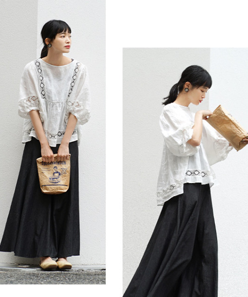 zootie（ズーティー）の「レース切替 バルーンスリーブ リネンブラウス（シャツ/ブラウス・レディース・オフホワイト・M）」の7枚目の写真