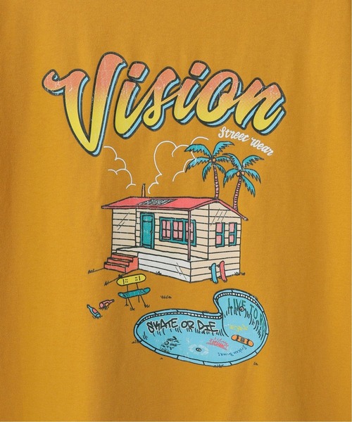VISION STREET WEAR(ヴィジョンストリートウェア)の「【VISION / ビジョン】別注 POOLSIDE House S/S TEE(Tシャツ/カットソー・メンズ・ブラック/ホワイト/イエロー・MEDIUM/LARGE)」の13枚目の写真