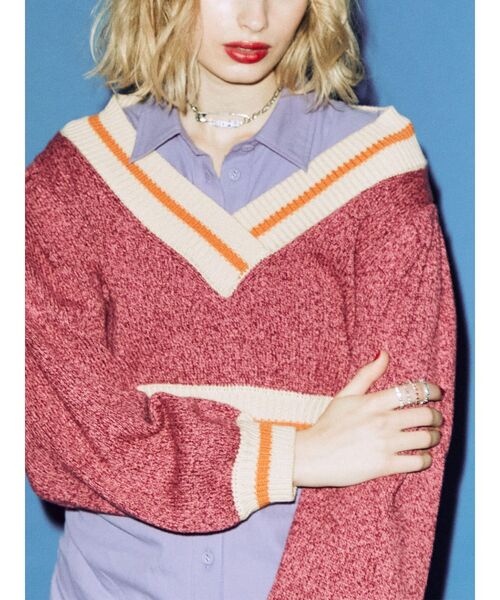 jouetie(ジュエティ)の「ラインショートニット(ニット/セーター・レディース・ブラック/グレー/ピンク・MEDIUM)」の20枚目の写真