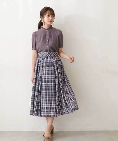 PROPORTION BODY DRESSING(プロポーションボディドレッシング)の「<E>シアーチェックタックスカート / 1212227501(スカート・レディース・ネイビー/グリーン/ライトグリーン・SMALL/MEDIUM)」の6枚目の写真