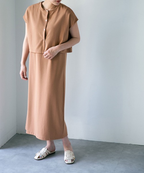 NANO universe(ナノユニバース)の「LB.04/カットカーディガン&ワンピースセット(ワンピース・レディース・ブルー/キャメル/チャコール・FREE)」の6枚目の写真