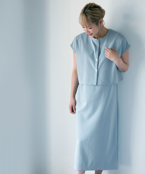 NANO universe(ナノユニバース)の「LB.04/カットカーディガン&ワンピースセット(ワンピース・レディース・ブルー/キャメル/チャコール・FREE)」の9枚目の写真