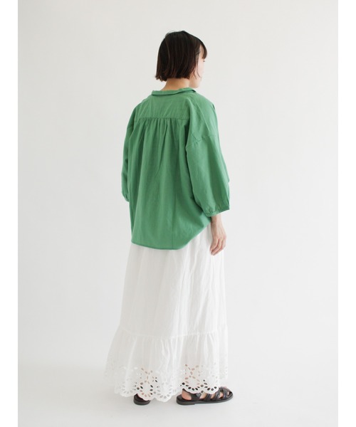 Samansa Mos2（サマンサ モスモス）の「丸襟ギャザーシャツ（シャツ/ブラウス・レディース・ブラック/グレー/オフホワイト/ピンク/グリーン・ﾌﾘ-）」の13枚目の写真