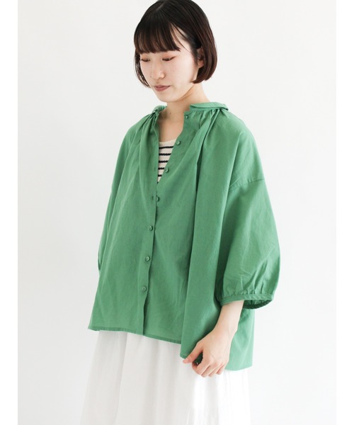 Samansa Mos2（サマンサ モスモス）の「丸襟ギャザーシャツ（シャツ/ブラウス・レディース・ブラック/グレー/オフホワイト/ピンク/グリーン・ﾌﾘ-）」の14枚目の写真