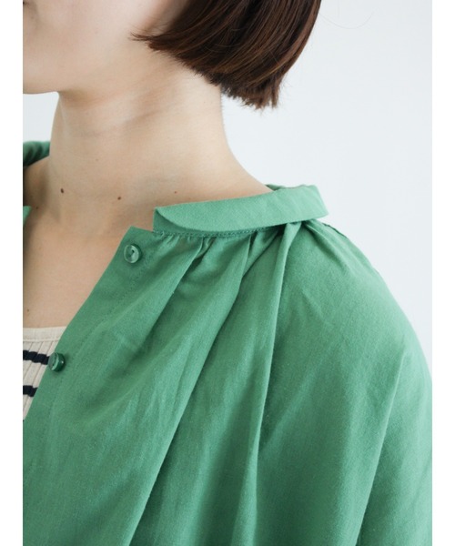 Samansa Mos2（サマンサ モスモス）の「丸襟ギャザーシャツ（シャツ/ブラウス・レディース・ブラック/グレー/オフホワイト/ピンク/グリーン・ﾌﾘ-）」の18枚目の写真