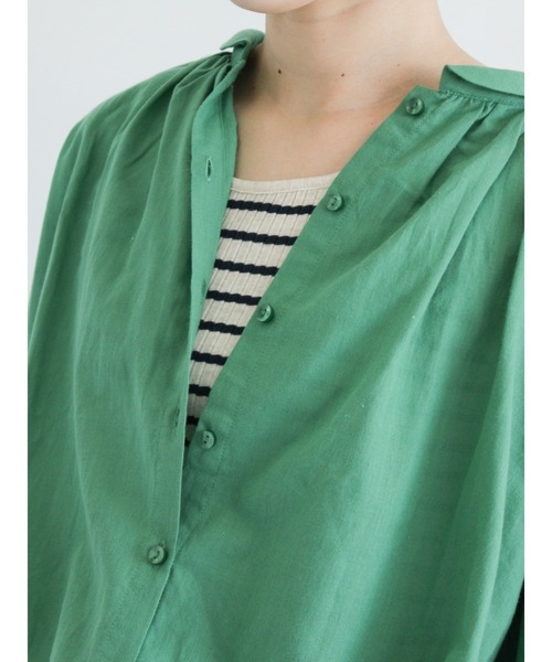 Samansa Mos2（サマンサ モスモス）の「丸襟ギャザーシャツ（シャツ/ブラウス・レディース・ブラック/グレー/オフホワイト/ピンク/グリーン・ﾌﾘ-）」の21枚目の写真