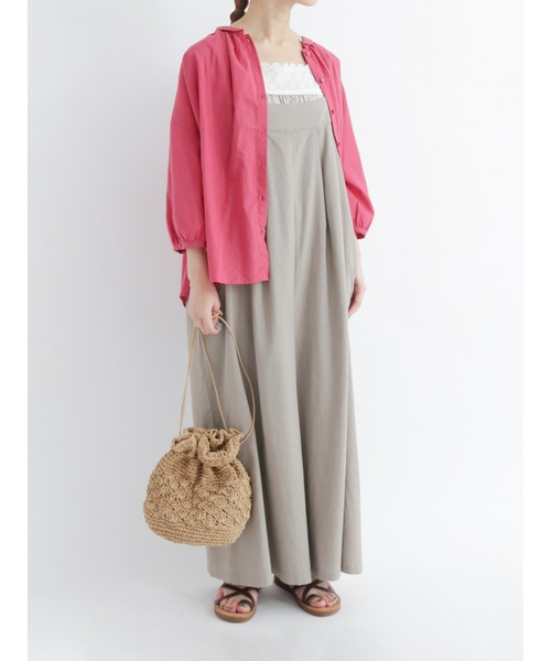 Samansa Mos2（サマンサ モスモス）の「丸襟ギャザーシャツ（シャツ/ブラウス・レディース・ブラック/グレー/オフホワイト/ピンク/グリーン・ﾌﾘ-）」の6枚目の写真