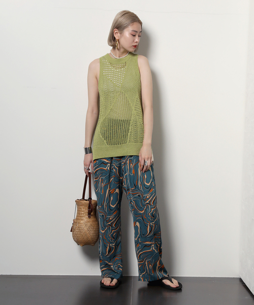 CITYSHOP(シティーショップ)の「【SAYAKADAVIS/サヤカデイヴィス】 Patchwork Lace ニット タンク(ニット/セーター・レディース・グリーン・SMALL)」の2枚目の写真