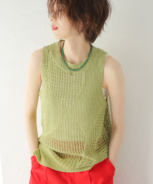 CITYSHOP(シティーショップ)の「【SAYAKADAVIS/サヤカデイヴィス】 Patchwork Lace ニット タンク(ニット/セーター・レディース・グリーン・SMALL)」の14枚目の写真