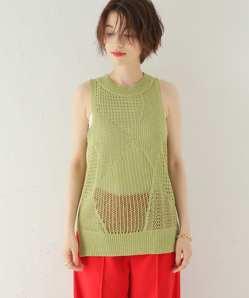 CITYSHOP(シティーショップ)の「【SAYAKADAVIS/サヤカデイヴィス】 Patchwork Lace ニット タンク(ニット/セーター・レディース・グリーン・SMALL)」の8枚目の写真