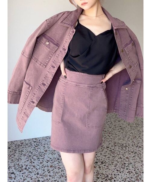 RESEXXY(リゼクシー)の「デニムミディジャケット【セットアップ着用可能】(デニムジャケット・レディース・パープル/ブラウン/インディゴブルー・FREE)」の3枚目の写真