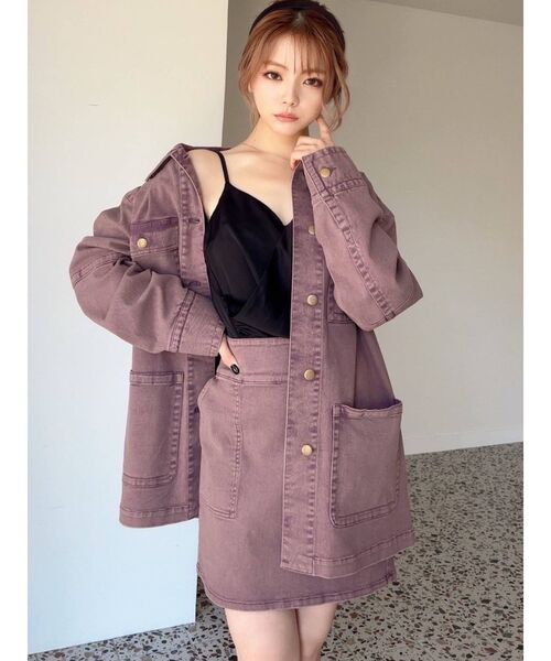 RESEXXY(リゼクシー)の「デニムミディジャケット【セットアップ着用可能】(デニムジャケット・レディース・パープル/ブラウン/インディゴブルー・FREE)」の6枚目の写真