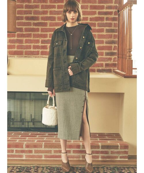 RESEXXY(リゼクシー)の「デニムミディジャケット【セットアップ着用可能】(デニムジャケット・レディース・パープル/ブラウン/インディゴブルー・FREE)」の17枚目の写真