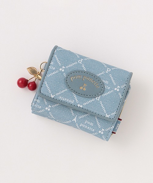 pom ponette junior(ポンポネットジュニア)の「モノグラム柄ミニ財布(財布・キッズ・ブラウン/ブルー・FREE)」の2枚目の写真