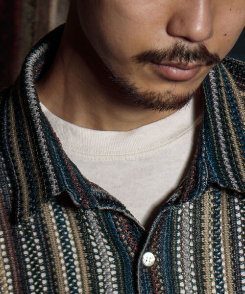 GLOSTER（グロスター）の「【GLOSTER/グロスター】バルファレース レースシャツ オープンカラー メッシュニット（シャツ/ブラウス・メンズ・ブラック/ベージュ系その他/ブルー系その他/パープル系その他・S/M/L）」の15枚目の写真