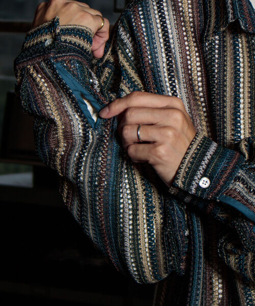 GLOSTER（グロスター）の「【GLOSTER/グロスター】バルファレース レースシャツ オープンカラー メッシュニット（シャツ/ブラウス・メンズ・ブラック/ベージュ系その他/ブルー系その他/パープル系その他・S/M/L）」の14枚目の写真