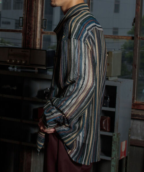 GLOSTER（グロスター）の「【GLOSTER/グロスター】バルファレース レースシャツ オープンカラー メッシュニット（シャツ/ブラウス・メンズ・ブラック/ベージュ系その他/ブルー系その他/パープル系その他・S/M/L）」の13枚目の写真