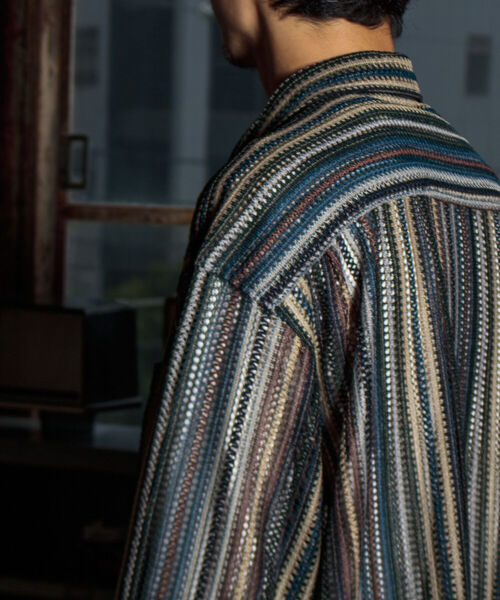 GLOSTER（グロスター）の「【GLOSTER/グロスター】バルファレース レースシャツ オープンカラー メッシュニット（シャツ/ブラウス・メンズ・ブラック/ベージュ系その他/ブルー系その他/パープル系その他・S/M/L）」の12枚目の写真