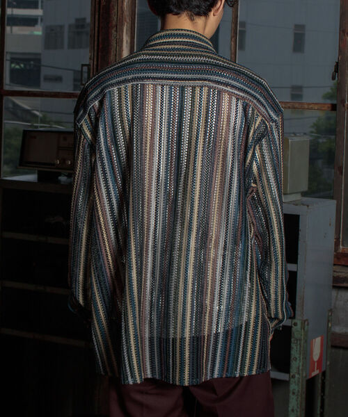 GLOSTER（グロスター）の「【GLOSTER/グロスター】バルファレース レースシャツ オープンカラー メッシュニット（シャツ/ブラウス・メンズ・ブラック/ベージュ系その他/ブルー系その他/パープル系その他・S/M/L）」の11枚目の写真