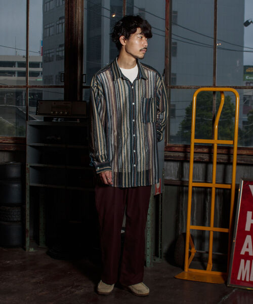 GLOSTER（グロスター）の「【GLOSTER/グロスター】バルファレース レースシャツ オープンカラー メッシュニット（シャツ/ブラウス・メンズ・ブラック/ベージュ系その他/ブルー系その他/パープル系その他・S/M/L）」の10枚目の写真