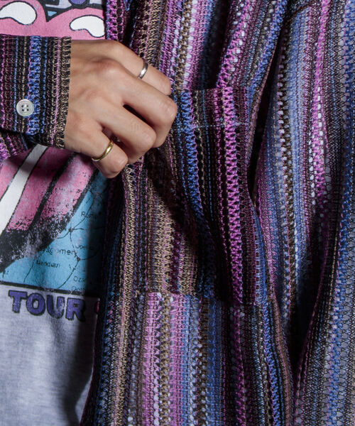 GLOSTER（グロスター）の「【GLOSTER/グロスター】バルファレース レースシャツ オープンカラー メッシュニット（シャツ/ブラウス・メンズ・ブラック/ベージュ系その他/ブルー系その他/パープル系その他・S/M/L）」の6枚目の写真